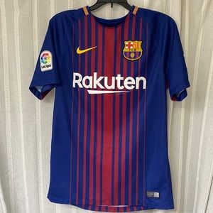 Nike FCB LaLiga BEKO Messi Rakuten Red & Blue Crew Neck Dri Fit Jersey Mens S